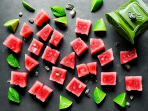 frozen watermelon cube dog treats